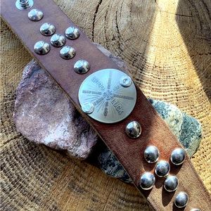 Leather cuff , luck theme